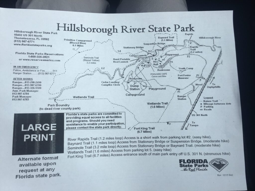 Map of Hillsborough River State Park